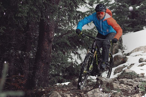 mountain bike rider in winter