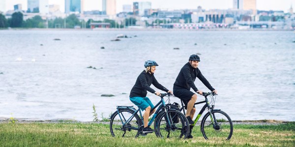 two cyclists enjoying a gentle ride