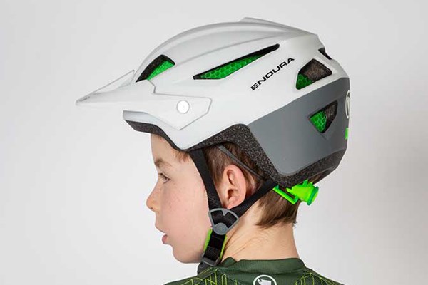 child wearing an endura bike helmet