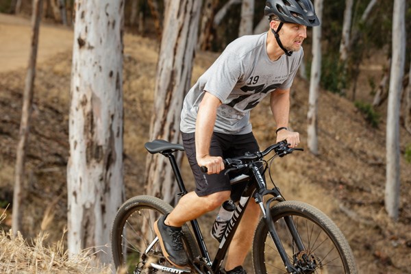 mountain biker with tech t