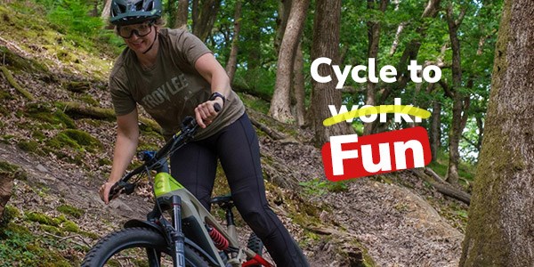 A mountain biker on an electric mountain bike