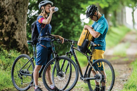 Cyclists having a rest stop