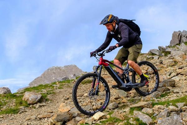 eMTB rider in the big Welsh mountains