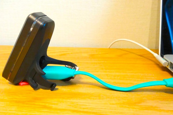 A Knog light charging with USB cable