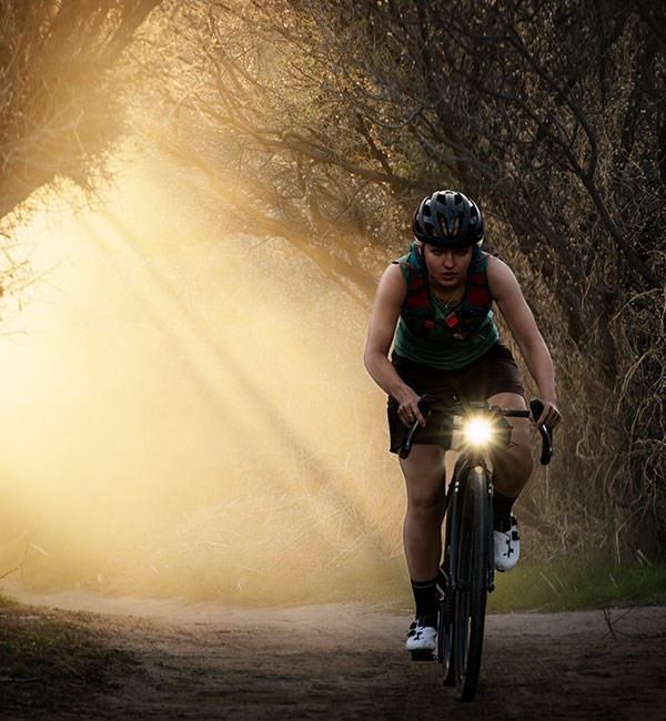 Riding through trees on a road bike