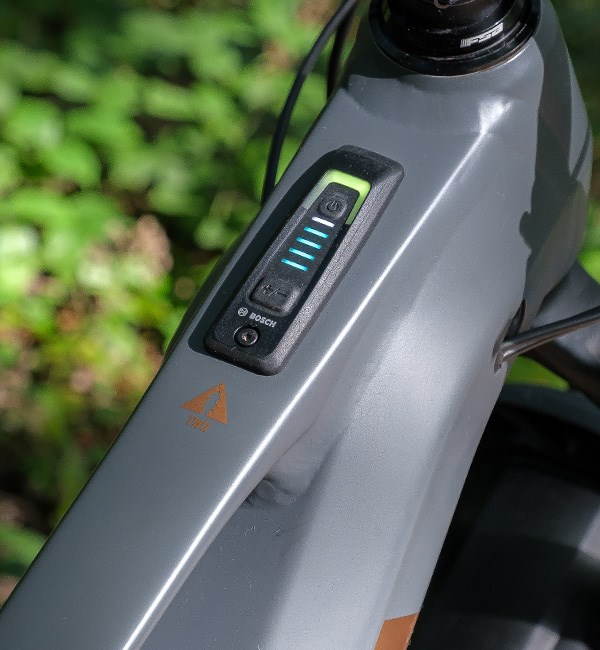 Bosch e-biike power button on Alpine Trail E