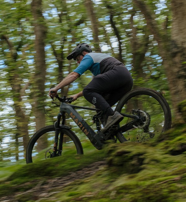 Riding the Marin ALpine Trail E2 in the woods