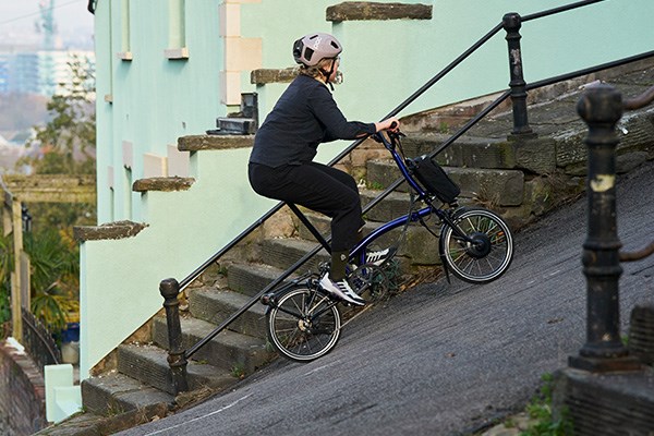 Riding a Brompton Electric folding bike uphill