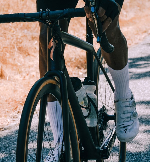 Cyclist riding a Specialized Aethos