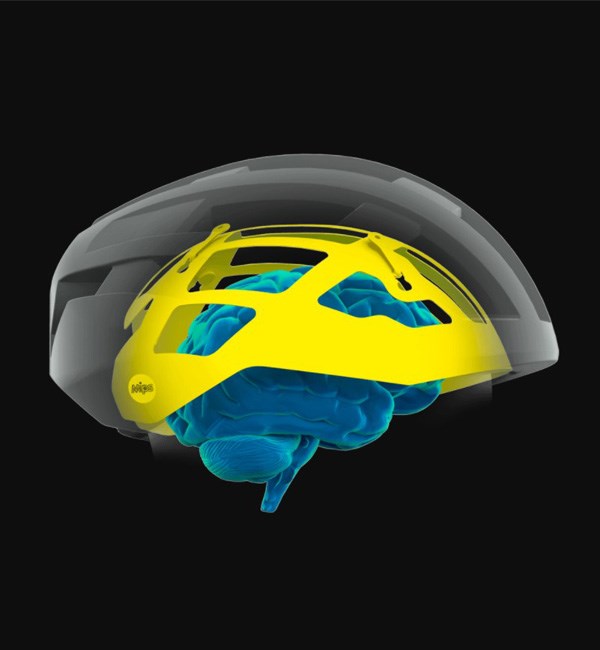 MIPS helmet diagram showing the brain