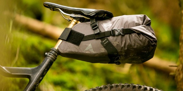 A large saddle bag on a mountain bike