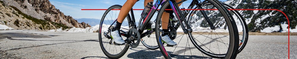 Close up of clipless road pedals