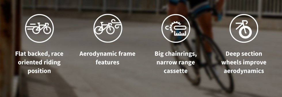 showing the key features of an aero road bike