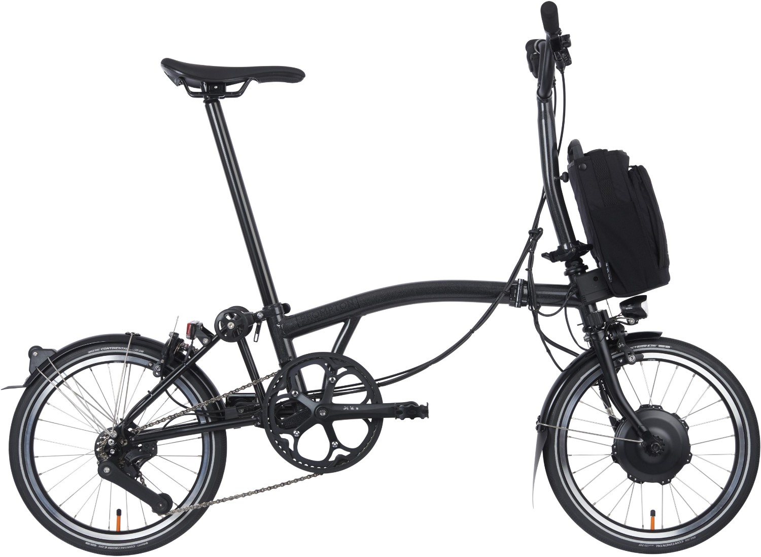 Brompton Electric P Line Urban - Mid Handlebar - Midnight Black 2023 - Electric Folding Bike product image