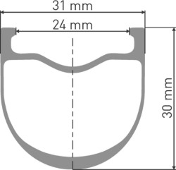 GRC 1400 DICUT Disc Brake Carbon Clincher 30 x 24mm Front Gravel 700c Wheel image 3