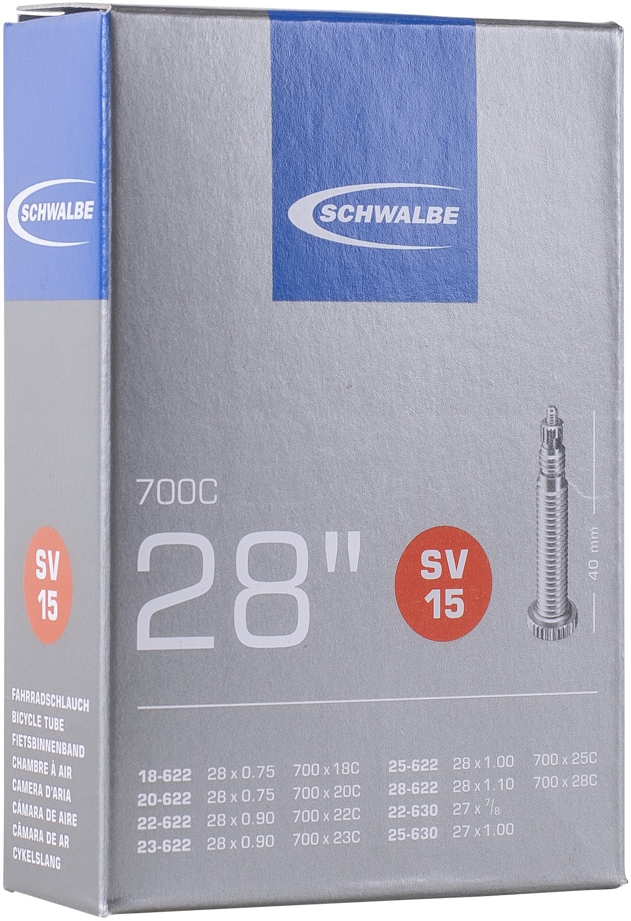 Schwalbe SV15 28"/700c Inner Tube 40mm Presta SV Valve product image