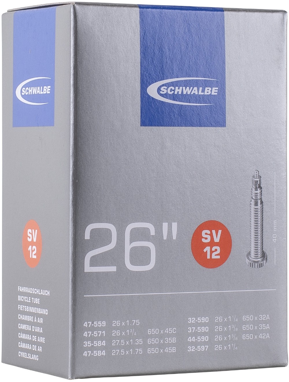 SV12 26/27.5" MTB Inner Tube Presta Valve image 0