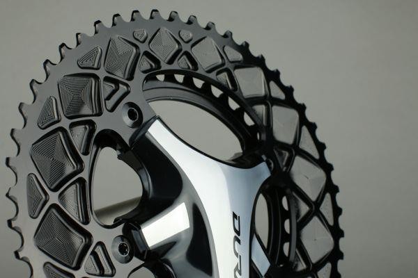 110BCD 4 Bolt Spider Mount Aero Oval 2X Asymmetric Premium Race Chainring image 2